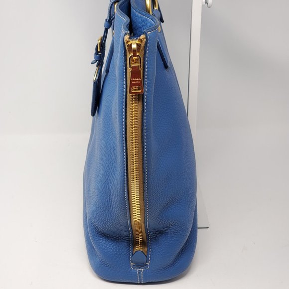 Auth Prada Large Blue Leather Tote Shoulder Bag - Picture 4 of 16